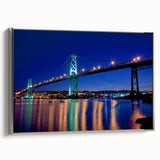 Framed canvas featuring a vintage-style landscape painting of Nova Scotia with silver frame, ideal for living room decor.