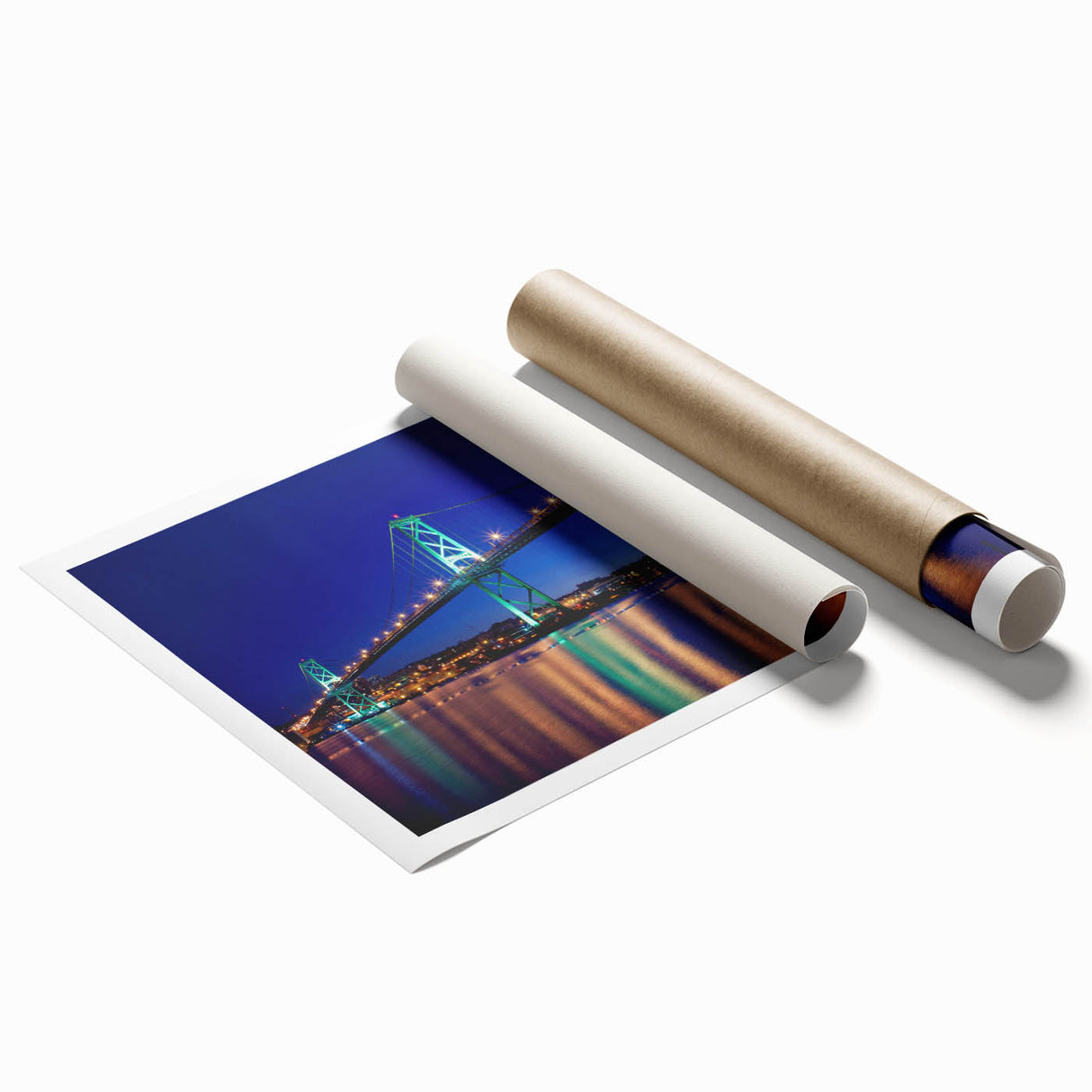 Extra large rolled print of a Nova Scotia scenery with vibrant floral elements, ideal for classy bathroom wall art.