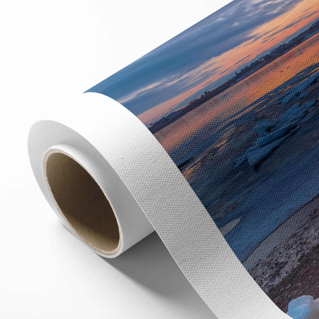 Art deco poster of Prince Edward Island scenery in pastel shades on rolled canvas, ideal for nursery wall art.