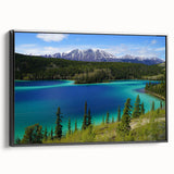 Black and white framed canvas of Yukon landscape, ideal for bedroom wall art.
