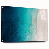 Acrylic print of a Caribbean seascape in vibrant blue and turquoise tones, ideal for dining room decor.