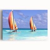 Black and white stretched canvas of a Caribbean beach scene, ideal for kitchen wall art or bedroom ambiance.