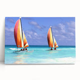 Black and white photograph of a serene Caribbean beach on stretched canvas, ideal for kitchen wall art.