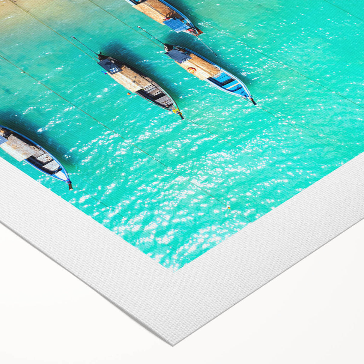 Art deco poster featuring a Caribbean scenery in pastel colors on rolled canvas, suitable for dining room wall art.