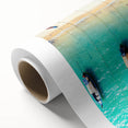 Art Deco poster of a serene Caribbean scenery on rolled canvas, suitable for nursery wall art.
