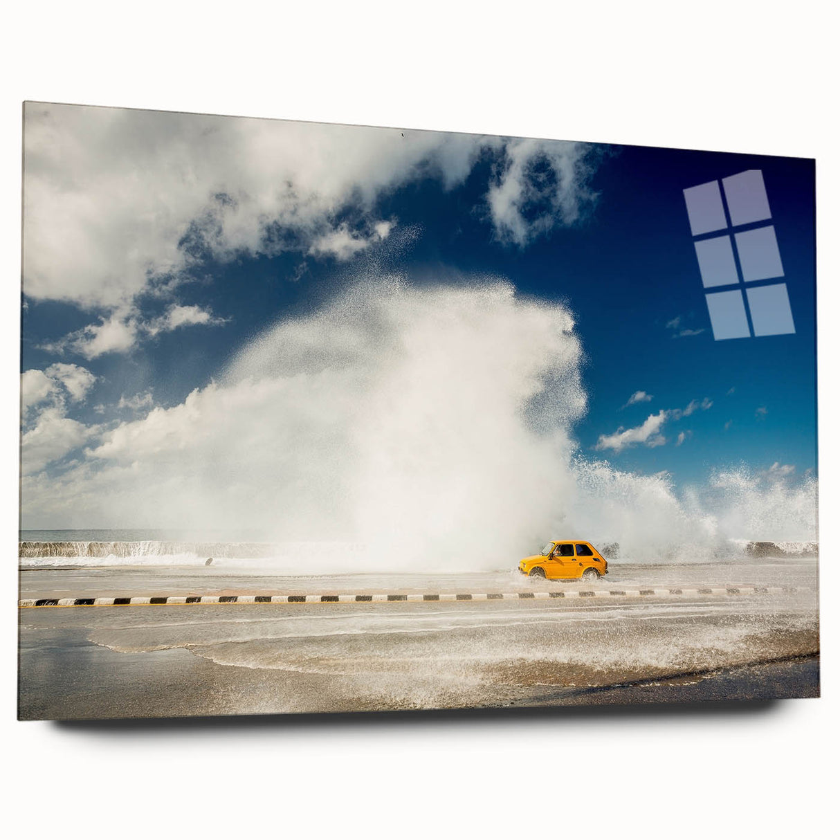 Large abstract wall art featuring vibrant Caribbean scenery on acrylic glass, ideal for bedroom or dining room decor.