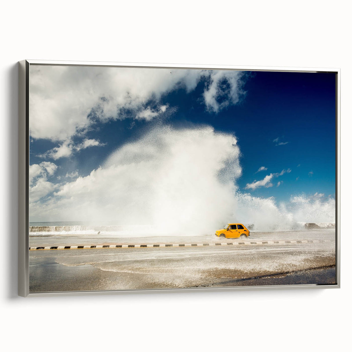 Landscape art painting of a Caribbean scene on framed canvas.