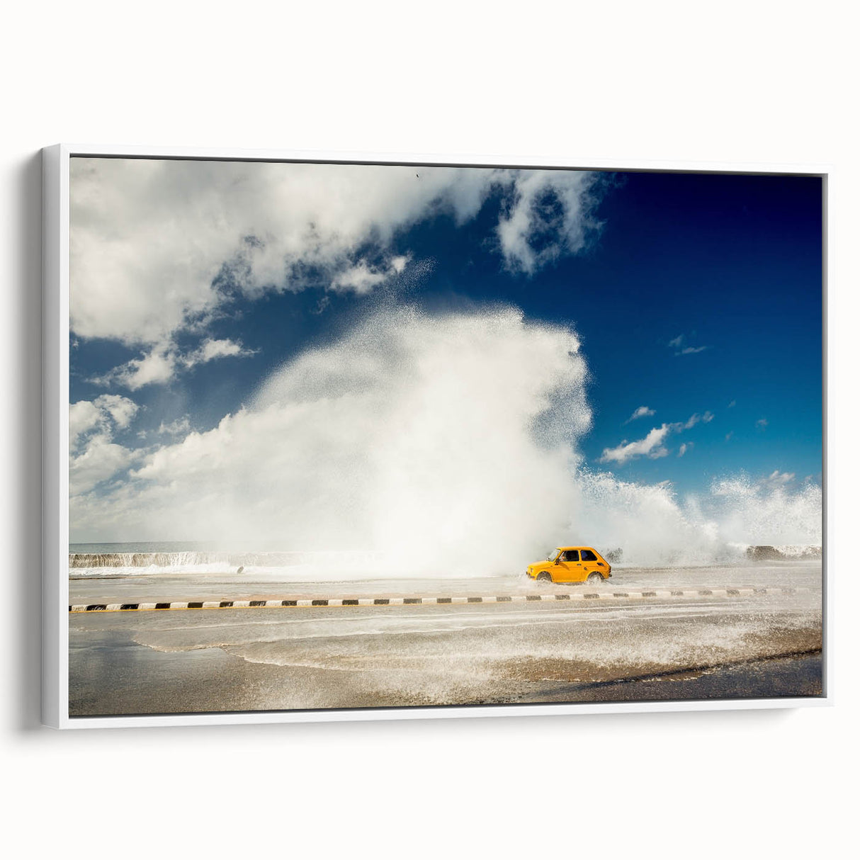 Vintage poster art of a Caribbean Cuban scene in vibrant colors on a framed canvas, ideal for living room decor.
