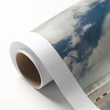 Art deco poster of a Caribbean scene in soft pastel colors on rolled canvas, ideal for nursery wall art.