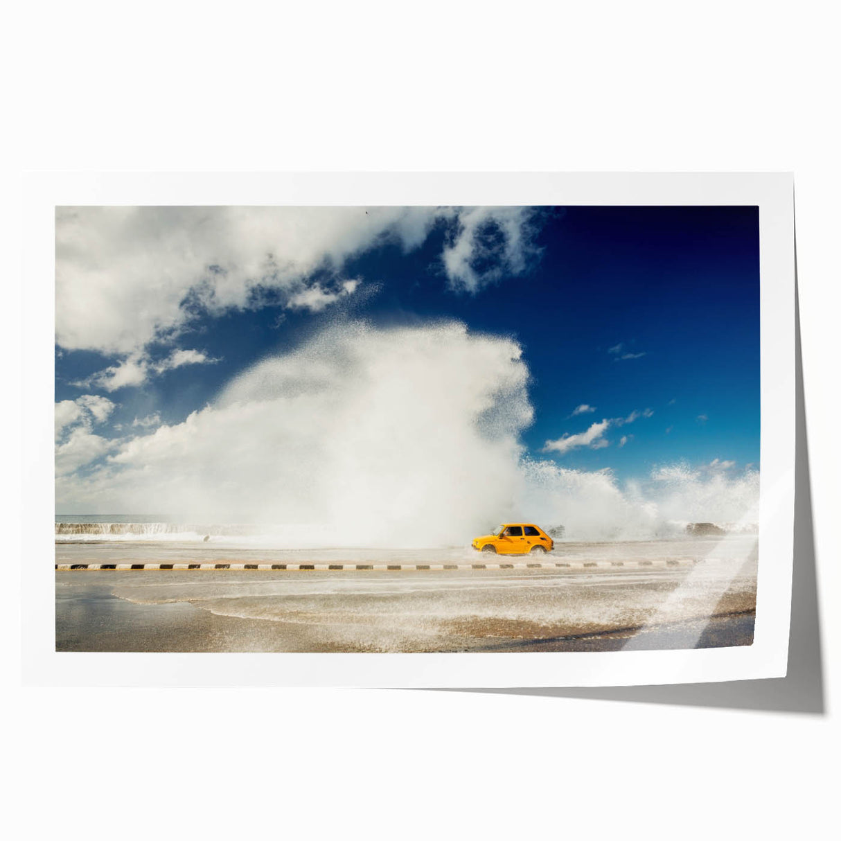 Rolled print of a Caribbean beach scene with vivid blue and green hues, ideal for art wall dining room.