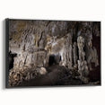 Black and white framed canvas depicting a vintage poster-style Caribbean landscape, ideal for bedroom wall art.