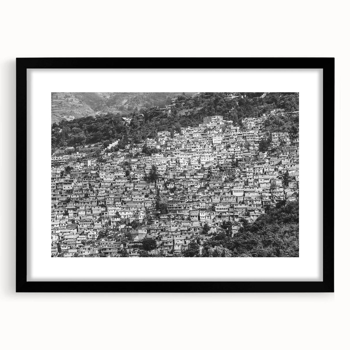 Extra large abstract art print depicting a vibrant, colorful Caribbean scenery on textured canvas.