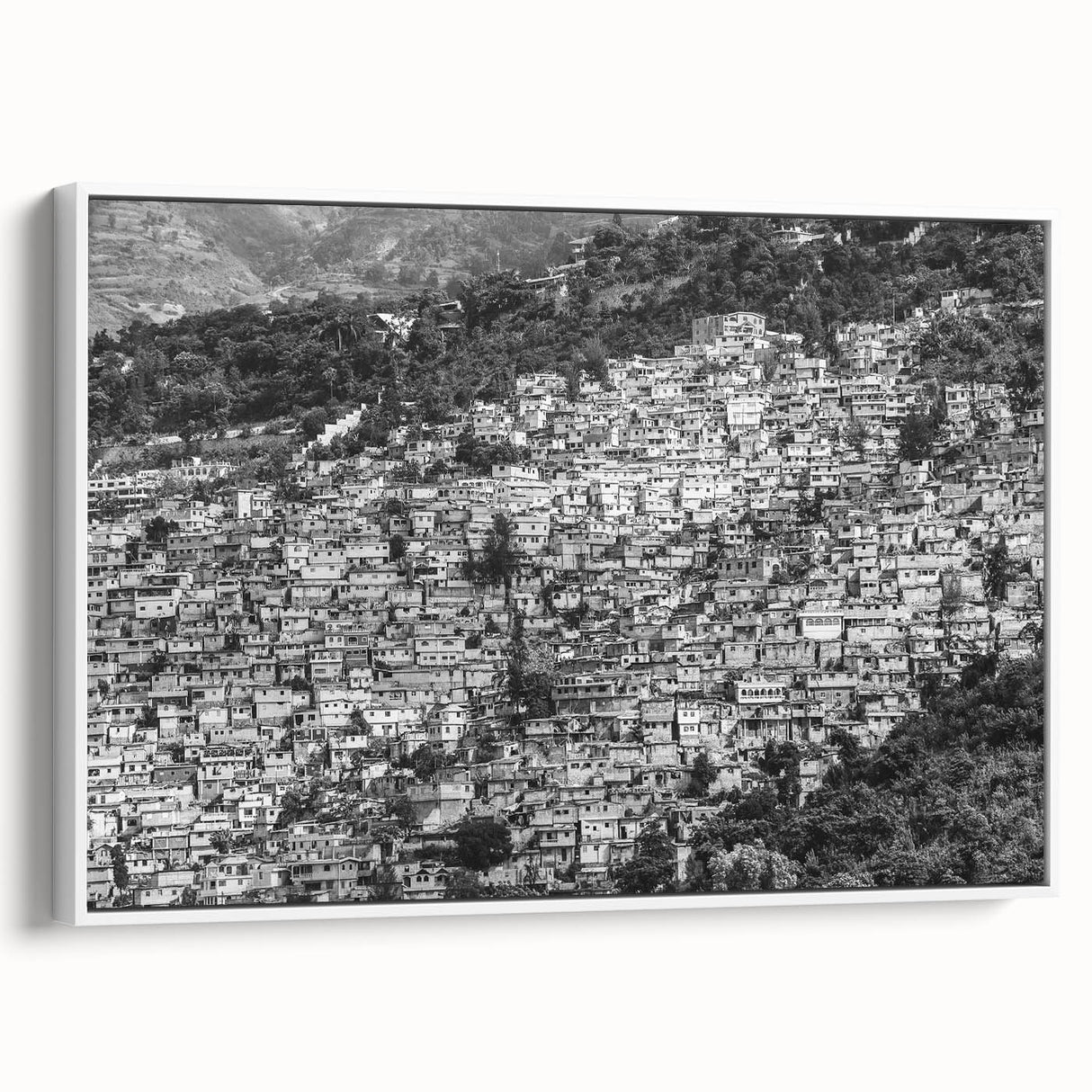 Vintage poster art depicting a Caribbean scene in vibrant colors on a framed canvas, ideal for living room decor.