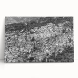 Large black and white print of a Caribbean scenery on stretched canvas, ideal for kitchen wall art.
