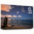 Acrylic print of a Caribbean Martinique scenery in vivid blue and green tones, suitable for dining room or bedroom decor.