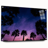 Acrylic print of a Caribbean landscape in vibrant blue and green tones, ideal for dining room decor.