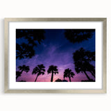 Extra large abstract art print of a textured Caribbean scenery in a silver frame, ideal for living room decor.