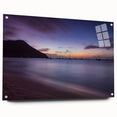 Large abstract wall art of Caribbean Saint Lucia scenery in vibrant blue and green tones on acrylic glass.