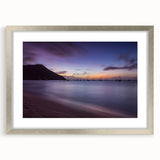 Extra large wall art featuring an abstract depiction of Saint Lucia in textured hues of blue and green on a silver-framed…