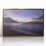 Acrylic print of Caribbean Saint Lucia scenery in art deco style, framed in gold, ideal for modern art wall decor.