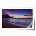 Rolled print of Saint Lucia scenery with lush greenery and ocean view, in muted green and blue tones.