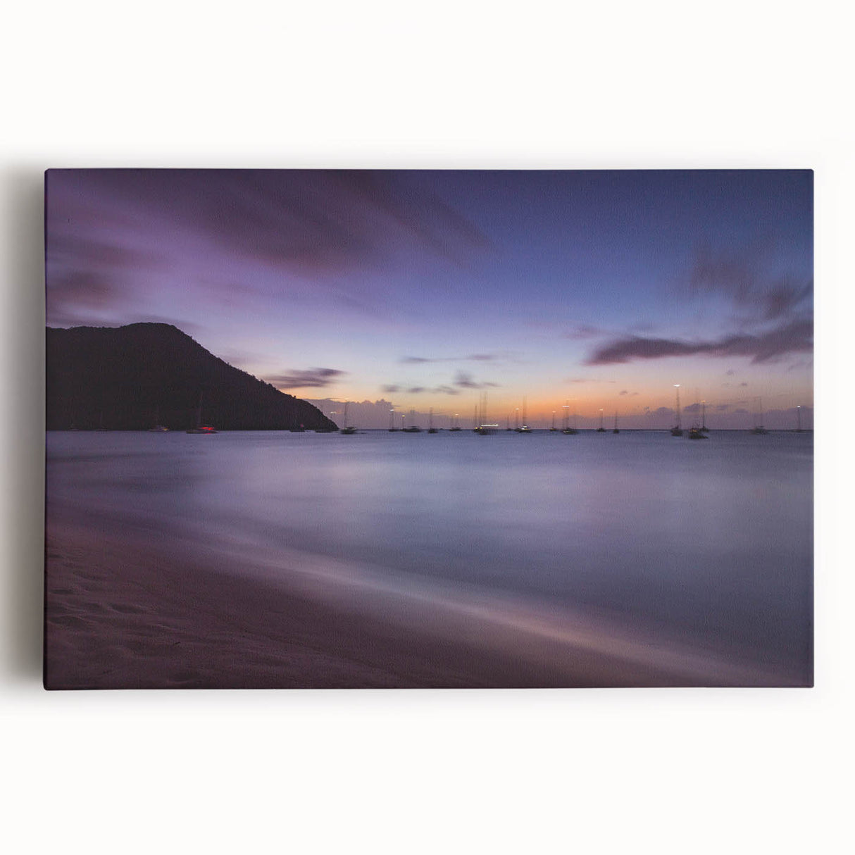 Black and white photo of Saint Lucia on stretched canvas, ideal for kitchen wall art or bedroom ambiance.