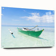 Acrylic print of the Caribbean Virgin Islands in vibrant blues and greens, ideal for dining room decor.
