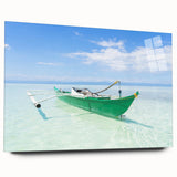 Acrylic print of the Caribbean Virgin Islands in vibrant blues and greens, ideal for bedroom or dining room art.