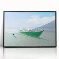 Large abstract wall art of the Caribbean Virgin Islands in vibrant blue and green hues on a framed acrylic.