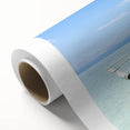 Art deco poster of the Caribbean Virgin Islands in pastel blues and greens on rolled canvas, ideal for nursery wall art.
