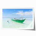 Rolled print of the Caribbean Virgin Islands in soft blue and green tones, ideal for art wall dining room.