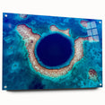 Large abstract wall art depicting a Central American scenery in vibrant colors on acrylic glass.