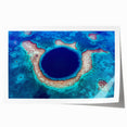 Rolled canvas print featuring a lush Belizean landscape in vibrant green and blue tones, ideal for art wall dining room.