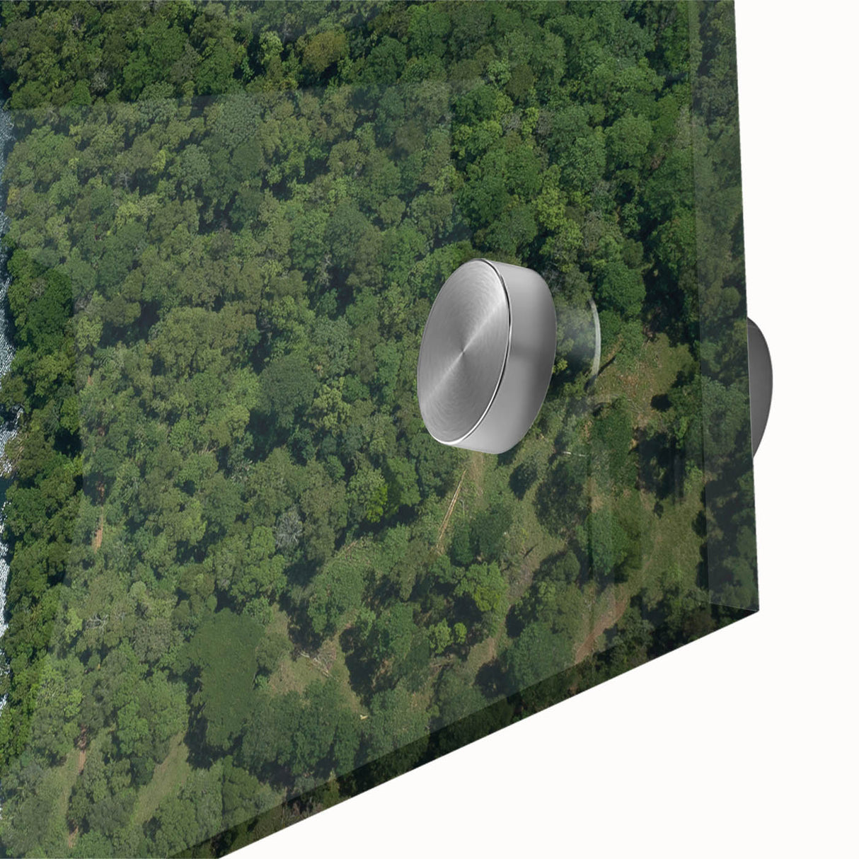 Acrylic print of a large abstract wall art depicting Costa Rica scenery in mid-century modernist style.