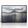 Large abstract wall art depicting a Central American landscape in muted earth tones, framed in black acrylic.