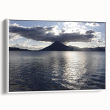 Vintage poster art of a Central American scenery in vibrant colors on a large framed canvas, ideal for living room decor.