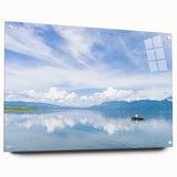 Acrylic glass print of a large abstract depiction of Central America, in muted earth tones, ideal for dining room decor.