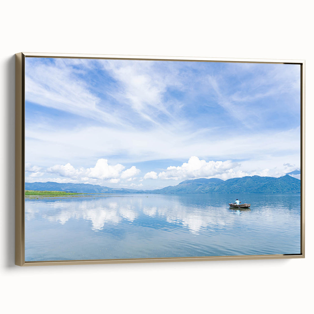 Framed canvas landscape painting of Central America with muted gold and black tones, ideal for bedroom wall art.