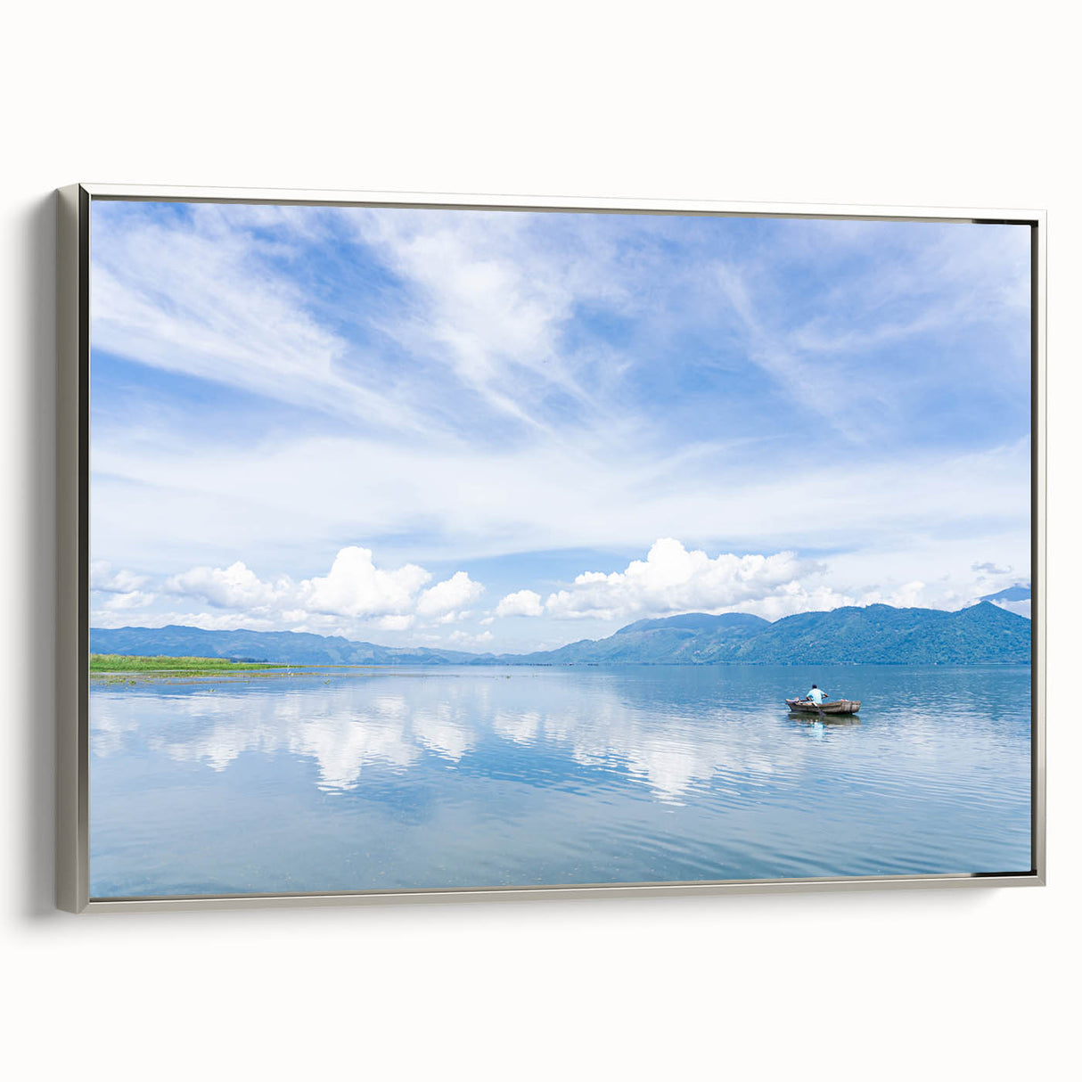Framed canvas depicting a vintage-style landscape of Honduras with colorful art elements and a black border.