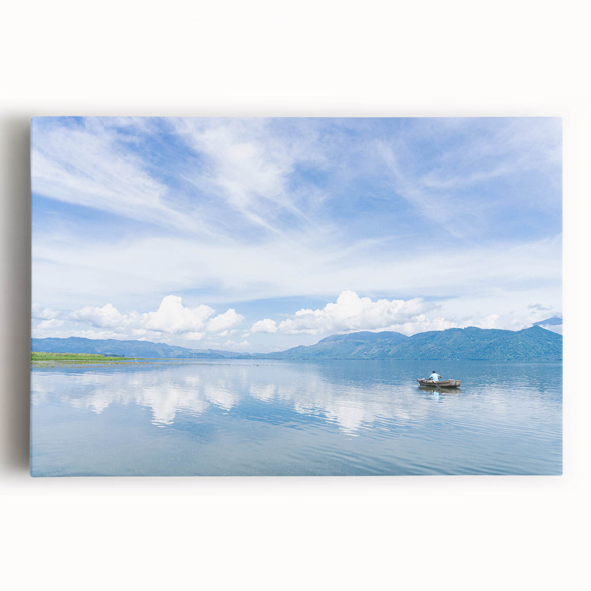 Large black and white stretched canvas of a Central American rural landscape, ideal for kitchen wall art.