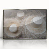 Mid-century modernist art depicting a vibrant Central America scenery in Panama, framed in silver acrylic.