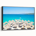 Black and white framed canvas depicting the Albanian landscape, ideal for bedroom wall decor, in a vintage poster style.