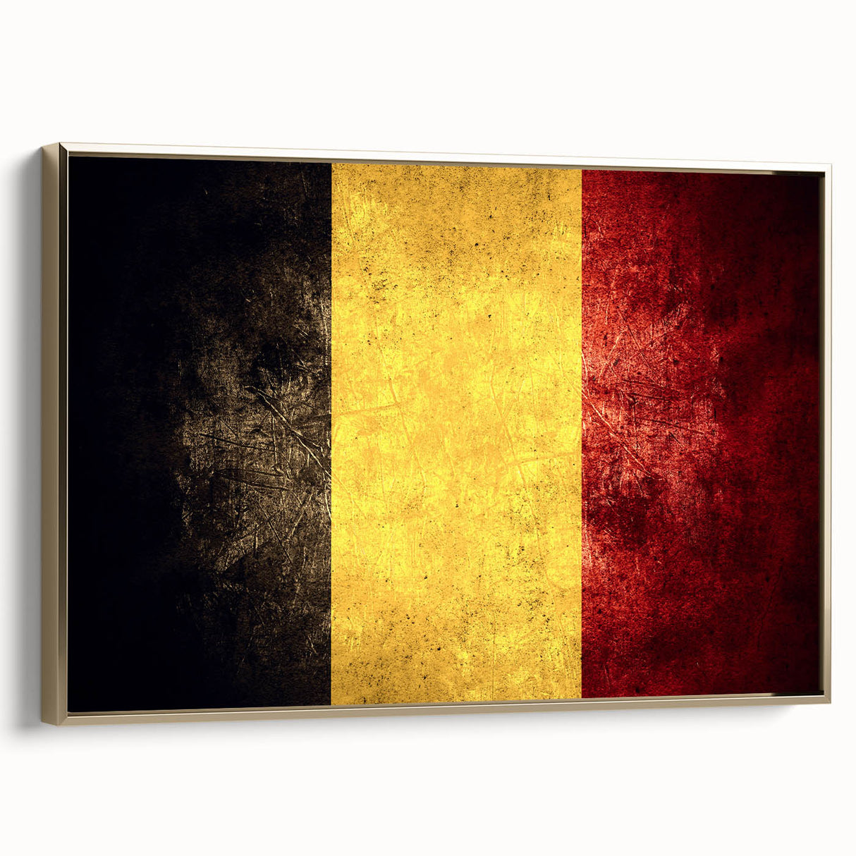 Framed canvas depicting a vintage European landscape in muted gold and black tones, suitable for bedroom decor.
