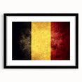 Extra large abstract art print featuring a colorful, textured depiction of a European scenery on a black framed canvas.