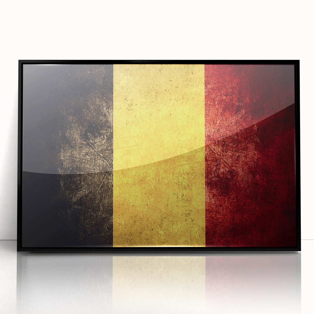 Large abstract wall art featuring a European cityscape in muted gray tones, displayed in a black acrylic frame.