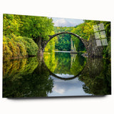 Large abstract wall art depicting a European landscape in muted earth tones on acrylic glass.