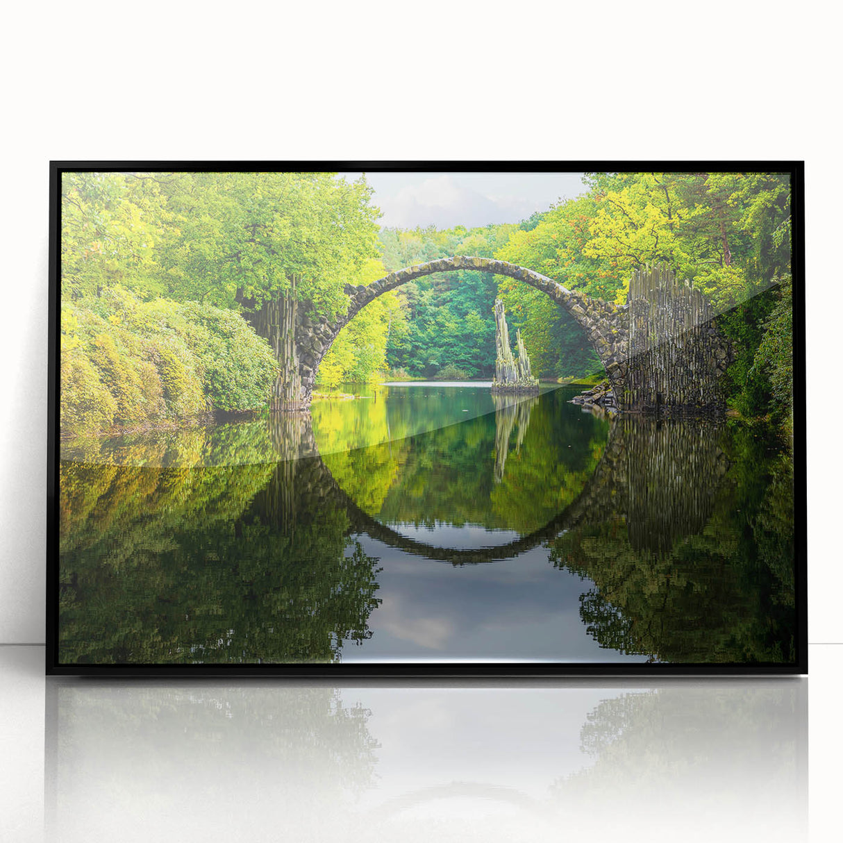 Large abstract wall art depicting a European landscape in muted earth tones on a framed acrylic.