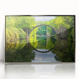 Large art print of a Bulgarian scenery in muted earth tones, framed in silver acrylic, suitable for modern art wall decor.