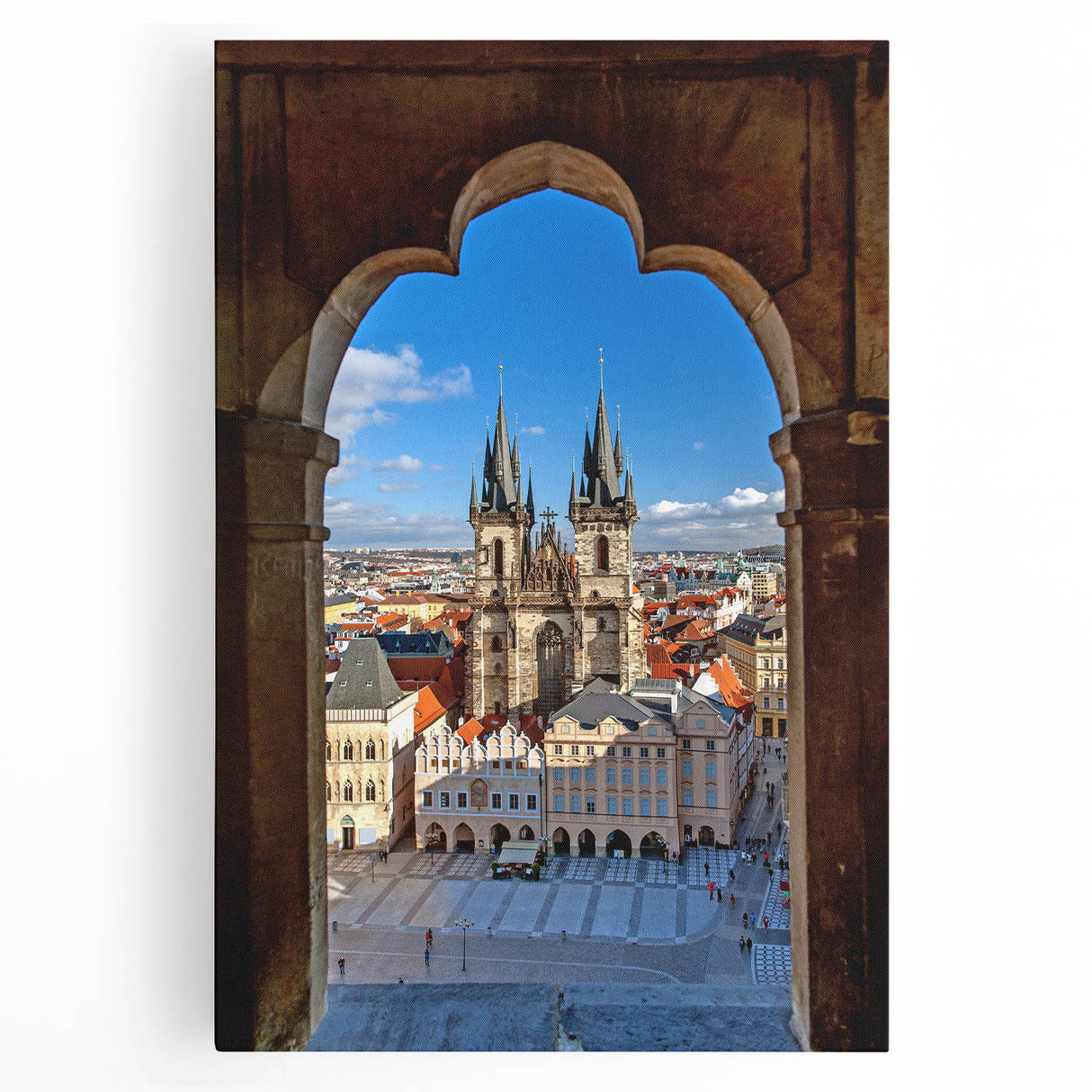 Black and white large canvas print of Prague skyline, ideal for kitchen wall art or bedroom ambiance.
