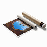 Extra large rolled print of Prague scenery with floral elements in soft hues, ideal for classy bathroom wall art.